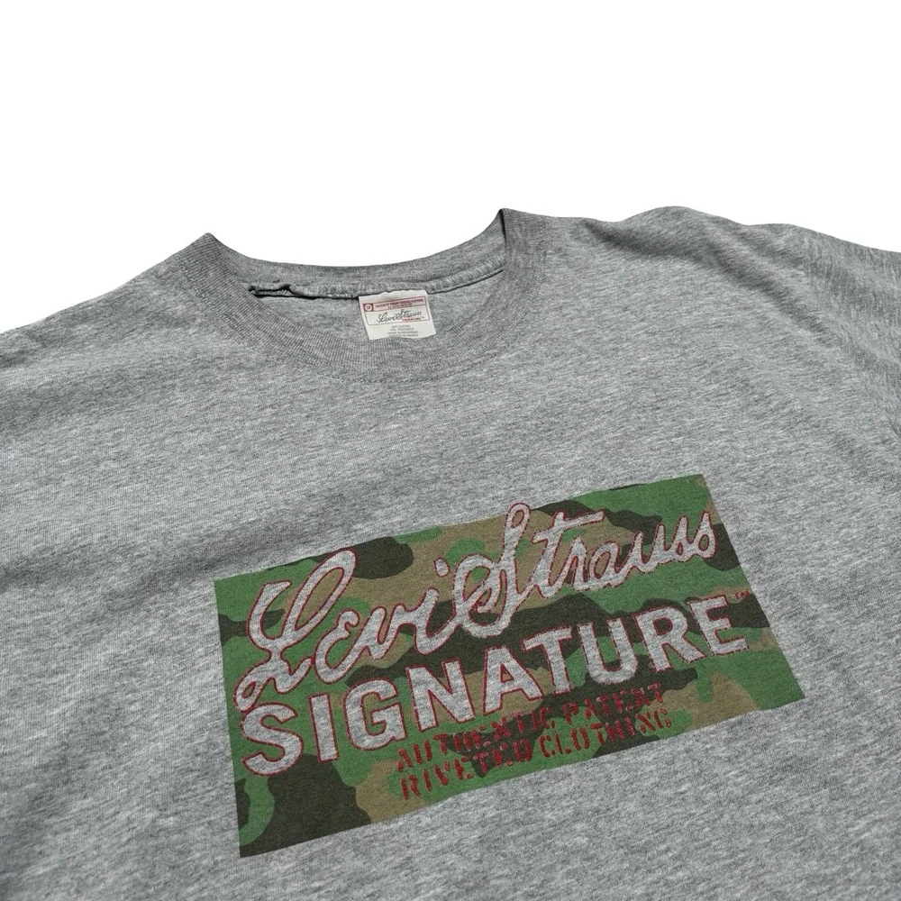 Vintage Y2K Levi's Strauss Men's Double Sided Logo T Shirt Gray Size L 21.5 x 28